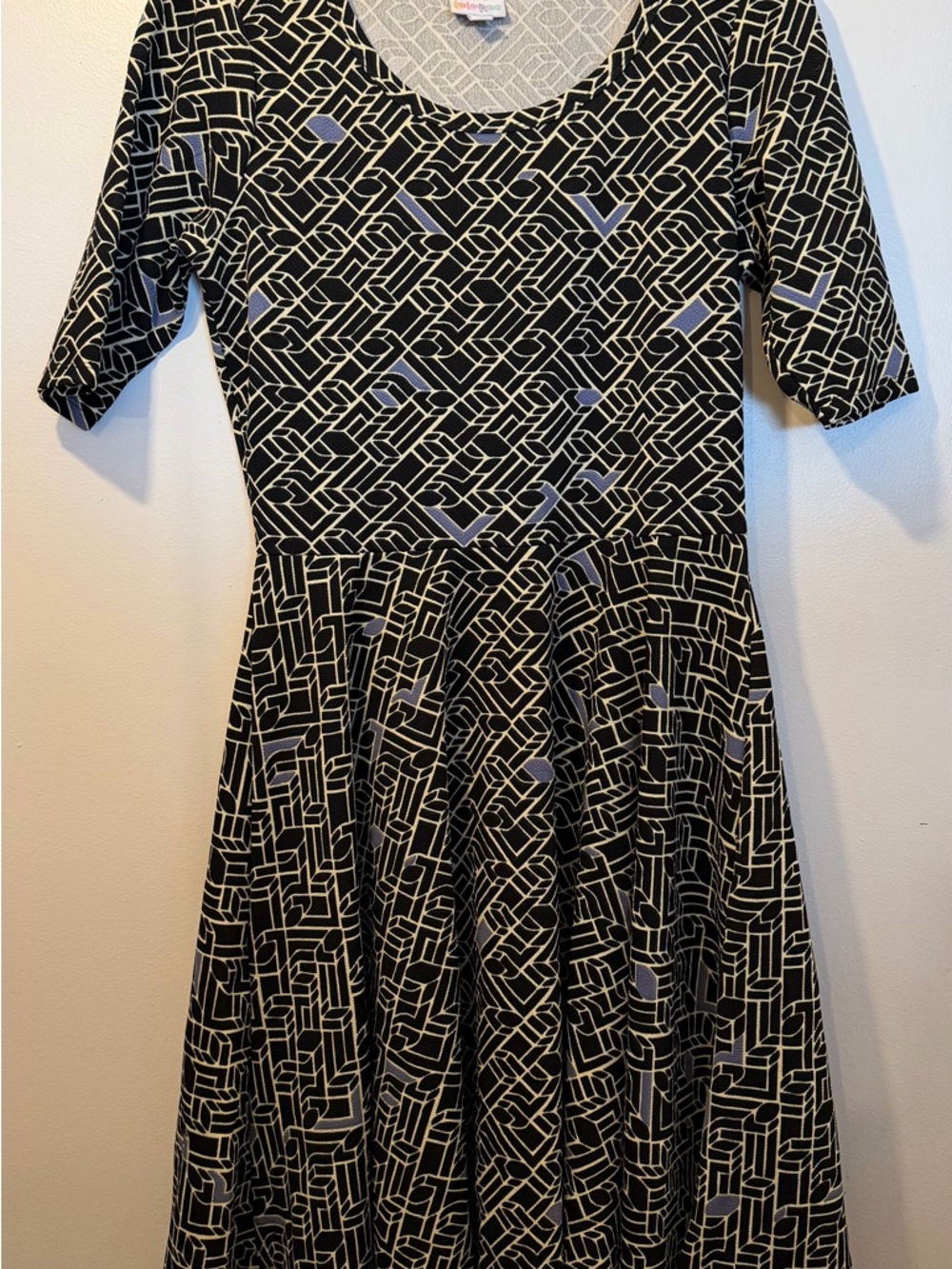 LuLaRoe Black and White Geometric Midi Dress